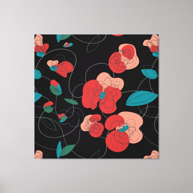 Wildflower Wonderland | Stylized Flowers pattern Canvas Print (Front)