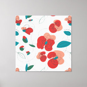 Wildflower Wonderland Stylized Flowers pattern Canvas Print