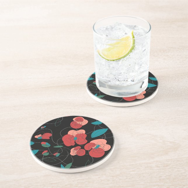 Wildflower Wonderland | Stylized Flowers pattern Coaster (Side)