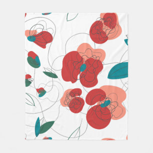 Wildflower Wonderland Stylized Flowers pattern Fleece Blanket