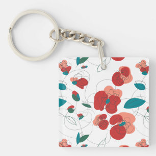 Wildflower Wonderland Stylized Flowers pattern Keychain