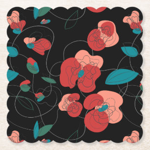 Wildflower Wonderland   Stylized Flowers pattern Paper Coaster