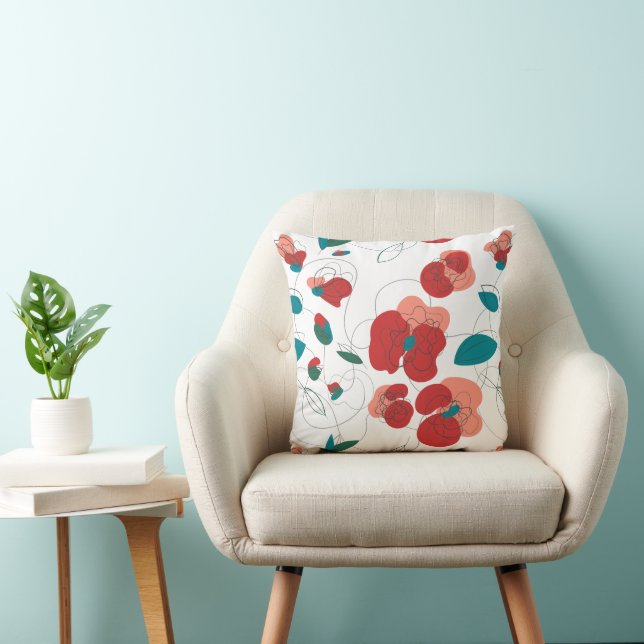 Wildflower Wonderland | Stylized Flowers pattern Throw Pillow (Chair)