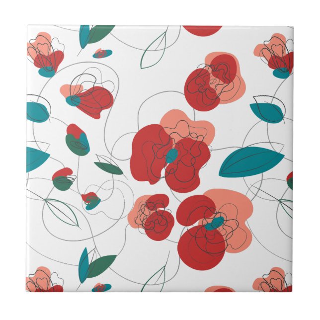 Wildflower Wonderland | Stylized Flowers pattern Tile (Front)