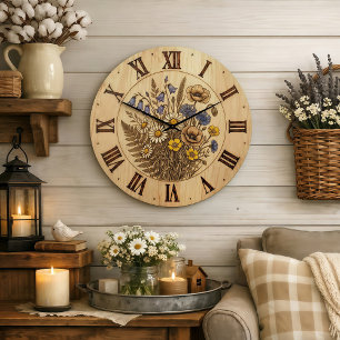 Wildflower Wooden Wall Clock