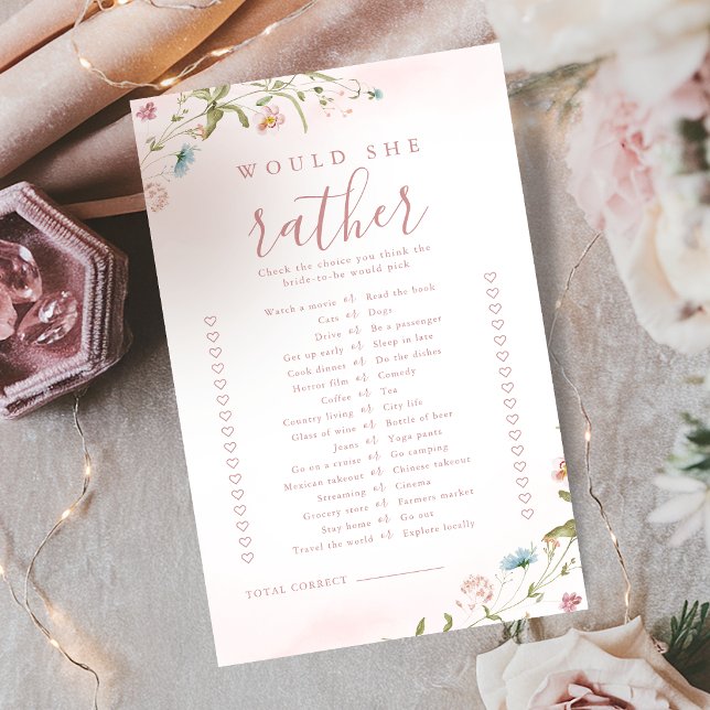 Wildflower would she rather bridal shower game (Wildflower would she rather bridal shower game)