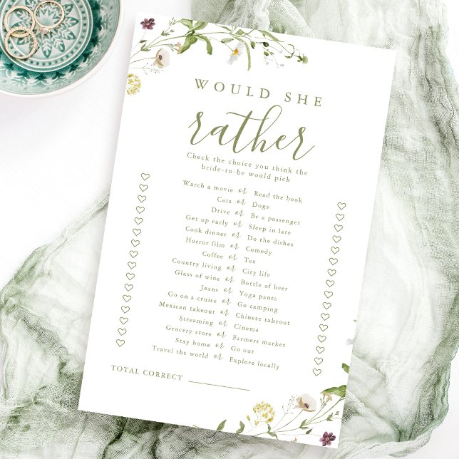 Wildflower would she rather bridal shower game (Wildflower would she rather bridal shower game)