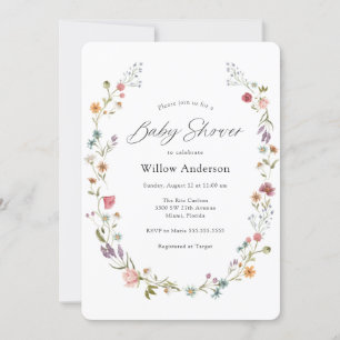 Wildflower Wreath Baby Shower Invitation
