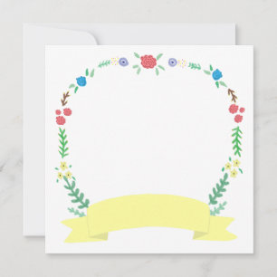 Wildflower Wreath Blank Yellow Banner Invitation