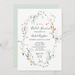 Wildflower Wreath Bridal Shower Invitation