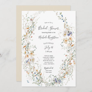 Wildflower Wreath Bridal Shower Invitation