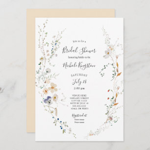 Wildflower Wreath Bridal Shower Invitation