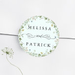 Wildflower Wreath Elegant Wedding Mint Classic Round Sticker<br><div class="desc">This elegant wedding sticker features a floral wreath with hand-painted watercolor wildflowers in pink,  yellow,  and green. For more advanced customization of this design,  please click the BLUE DESIGN TOOL BUTTON above!</div>