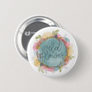 Wildflower Wreath Floral 2 Inch Round Button