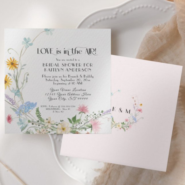 Wildflower Wreath Flowers Watercolor Bridal Shower Invitation (Creator Uploaded)