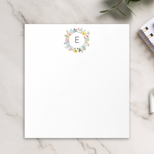 Wildflower Wreath Personalized Monogram Notepad (Creator Uploaded)