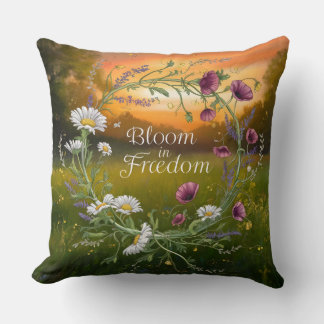 Wildflower Wreath Throw Pillow