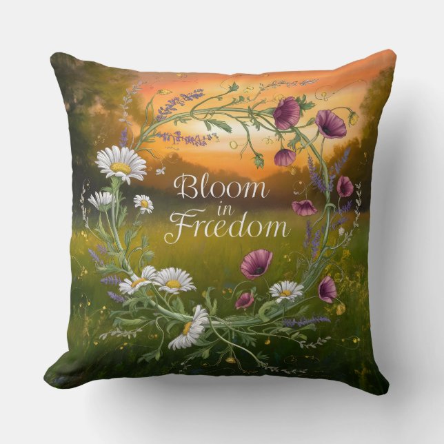 Wildflower Wreath  Throw Pillow (Front)
