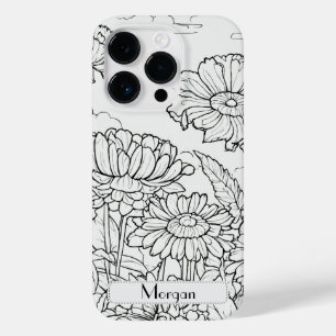 Wildflower Wreath white and black Personalized Case-Mate iPhone 14 Pro Case