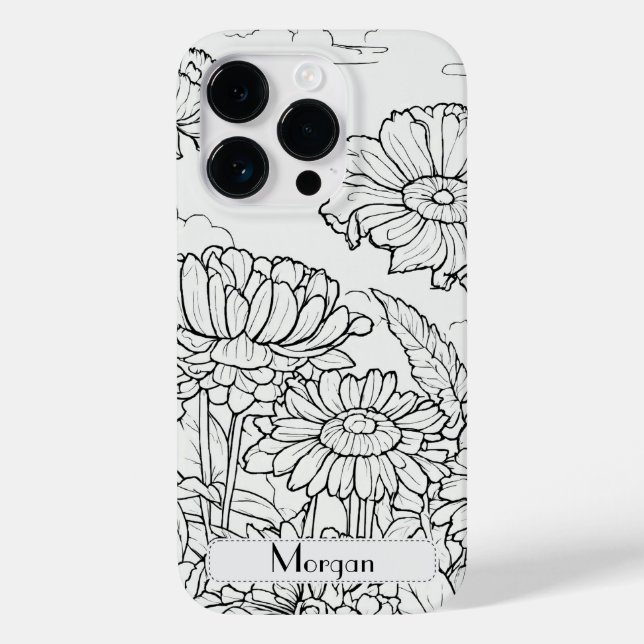 Wildflower Wreath white and black Personalized Case-Mate iPhone Case (Back)