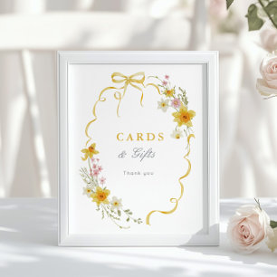 Wildflower yellow Bow Frame Cards and gifts Poster