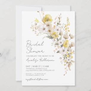 Wildflower Yellow Floral Bridal Shower Invitation