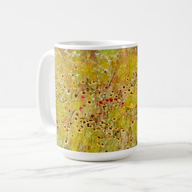 Wildflower Yellow Flower Abstract Art Mug Cup (Front Left)