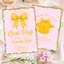 Wildflower Yellow Gingham Bow Graduation Party