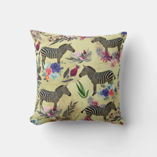 Wildflower Zebra Throw Pillow