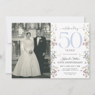 Wildflowers 50th Anniversary Invitation With Photo