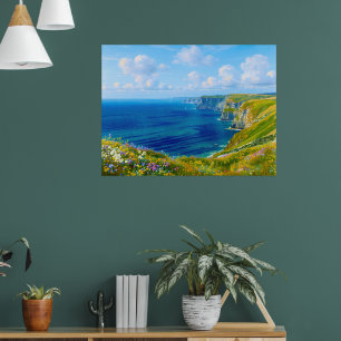 "Wildflowers Above the Sea" – A Welsh Seascape Poster