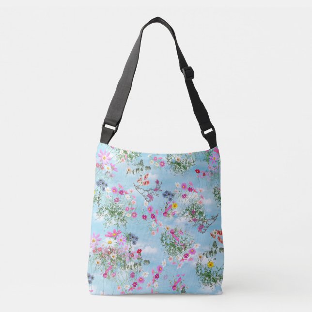 Wildflowers against a  Blue Sky Crossbody Bag (Front)