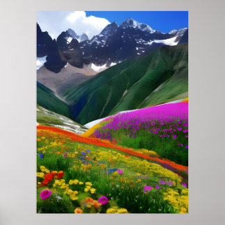 Wildflowers AI Fantasy Digital Art Print Landscape