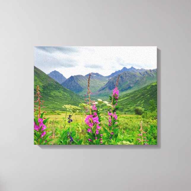 Wildflowers Alaskan Valley Canvas Print (Front)