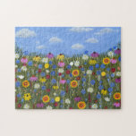 Wildflowers and Blue Skies Jigsaw Puzzle<br><div class="desc">A jigsaw puzzle with beautiful wildflowers. Original artwork by WBfloraldesigns.</div>