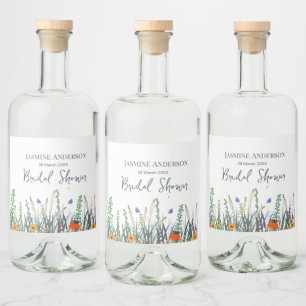 Wildflowers and Butterflies Bridal Shower  Liquor Bottle Label