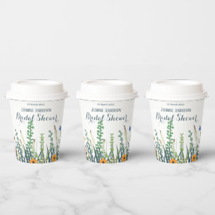 Wildflowers and butterflies bridal shower paper cups
