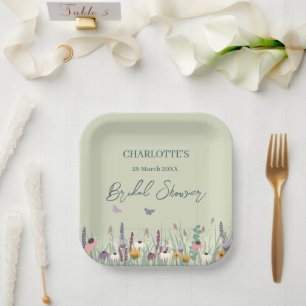 Wildflowers and Butterflies Bridal Shower Party Paper Plate