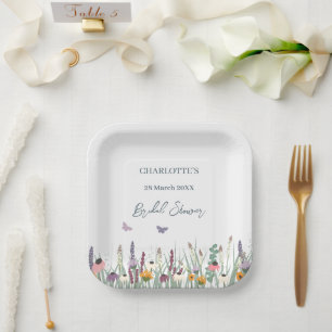 Wildflowers and Butterflies Bridal Shower Party Paper Plate