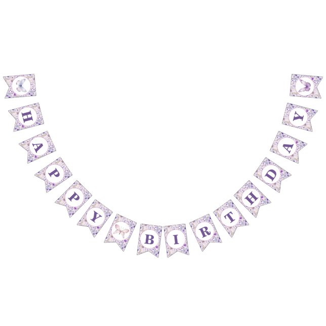 Wildflowers and Butterflies Happy Birthday Bunting Flags (All)