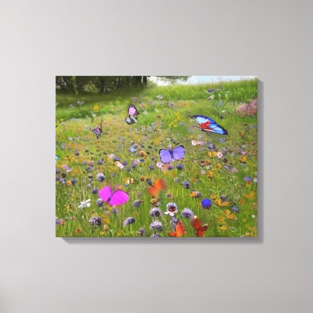 Wildflowers and Butterflies in the Country  Canvas Print (Front)
