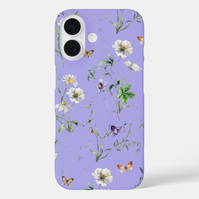 Wildflowers and Butterflies on Lavender Case-Mate iPhone Case (Back)