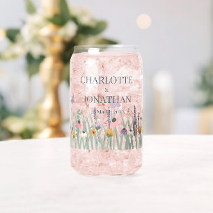 Wildflowers and Butterflies Wedding  Can Glass