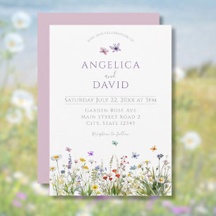 Wildflowers and Butterflies Wedding Invitation
