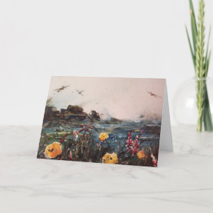 Wildflowers and Dragonflies Fine Art Greeting Card