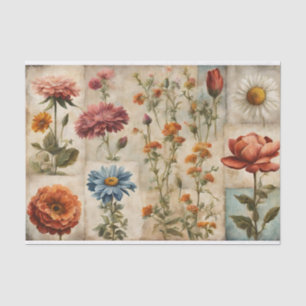 Wildflowers and Garden Flowers Collage  Tissue Paper