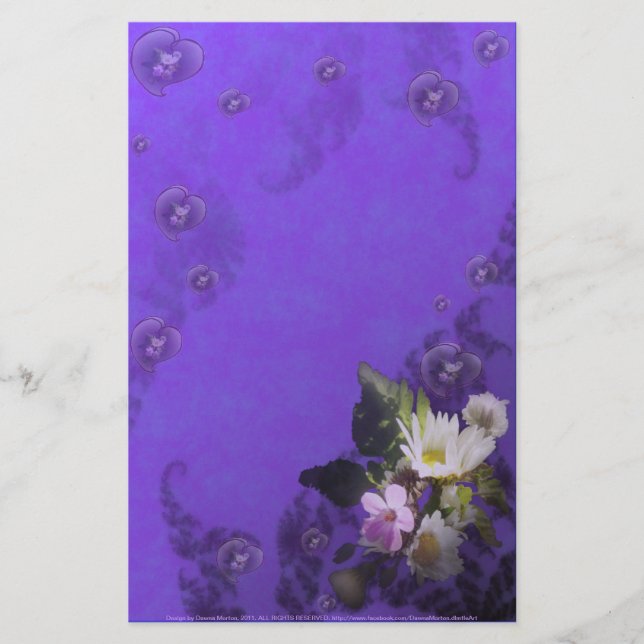 wildflowers and hearts stationery (Front)