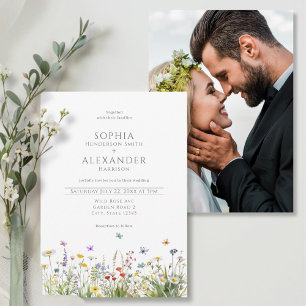 Wildflowers and Photo Wedding  Invitation