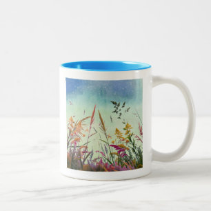 Wildflowers And Stars Two-Tone Coffee Mug