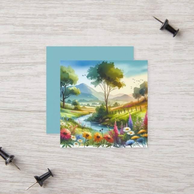 Wildflowers and Stream in Spring Valley Calling Card (Front/Back In Situ)